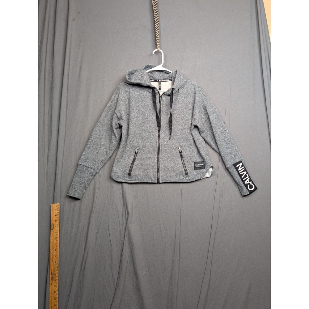 Calvin Klein Performance Size Small Cropped Fleece‎ Full Zip Logo Hoodie